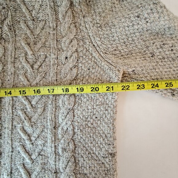 ABERCROMBIE & FITCH Hooded Cable-knit Wool-blend Sweater Oatmeal Preppy Size XL - Picture 8 of 10